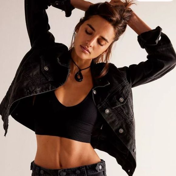 We The Free Rumors Demin Black Jacket Free People Size XS - Picture 4 of 10